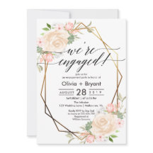 Peach floral gold geometrisch Rahmen Engagement Pa