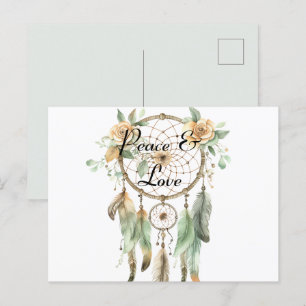 Peach floral Green Dream Catcher Postkarte