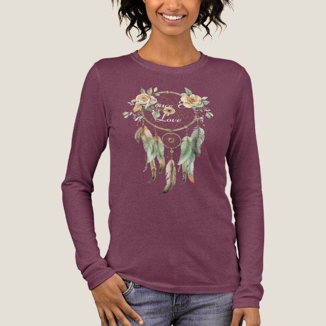 Peach floral Green Dream Catcher Tri-Blend Shirt (Vorderseite)