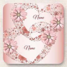 Peach Floral Heart Modern Party