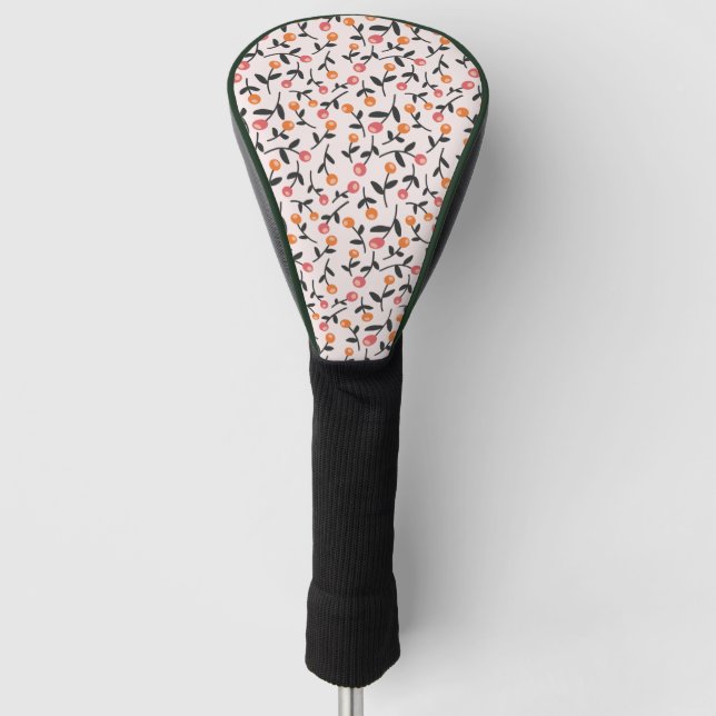 Peach Floral Ladys Golf Head Cover Headcover (Vorderseite)
