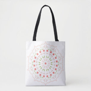 Peach Floral Mandala Tote Bag Tasche