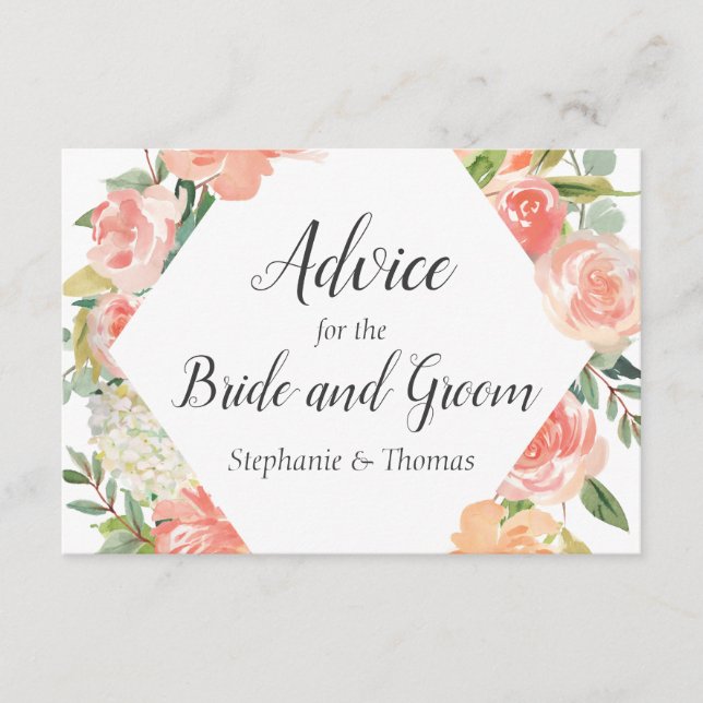 Peach Floral Medley Advice for Bridge and Groom Hinweiskarte (Vorderseite)