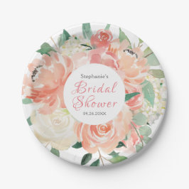Peach Floral Medley Brautparty Pappteller