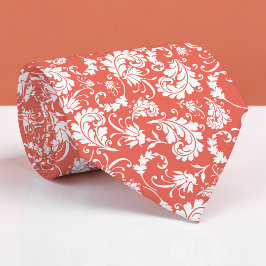 Peach Floral Pattern Custom Necktie Krawatte