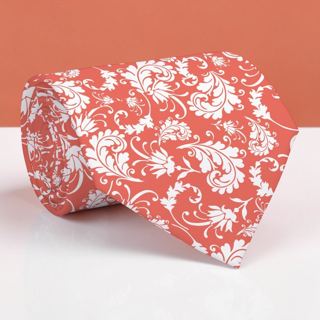 Peach Floral Pattern Custom Necktie Krawatte (Von Creator hochgeladen)