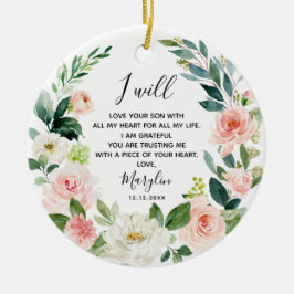 Peach floral Personalisiert Mother of the Groom Keramik Ornament