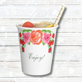Peach Floral Pink Peony Bridal Brunch Pappbecher