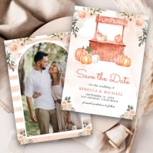 Peach Floral Pumpkin Market Foto Hochzeit