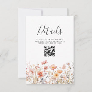Peach Floral QR Code Hochzeitdetails Einschließen