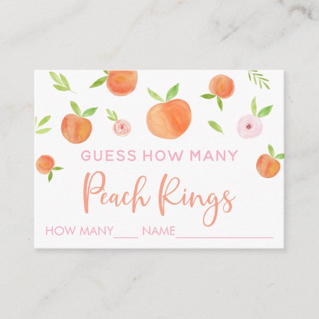 Peach Floral Ratschlag wie viele Spiel Begleitkarte (Vorderseite)