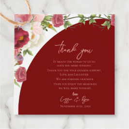 Peach Floral Red Arch Hochzeit Danke Nachricht Geschenkanhänger