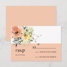 Peach floral RSVP Card