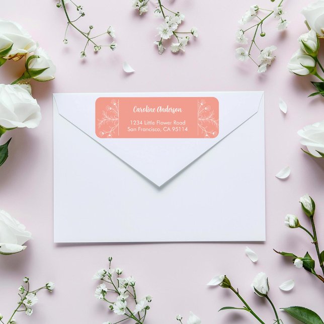 Peach Floral Rücksendeadresse (Von Creator hochgeladen)