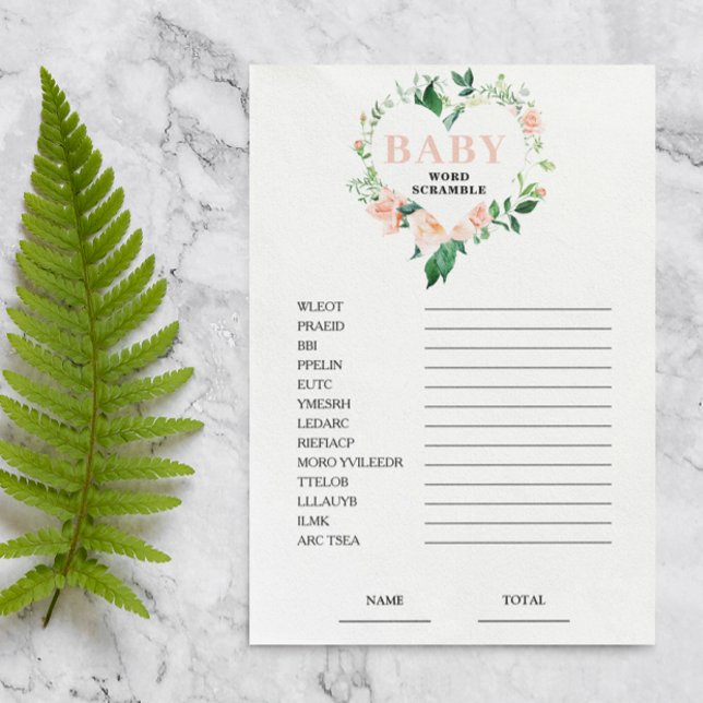 Peach Floral Scramble Baby Showspiel (Von Creator hochgeladen)