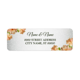 Peach Floral Silver Glitzer Hochzeit Rücksendeadre