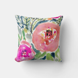 Peach floral / Sinti und Roma Boho Wasserfarben Ki Kissen