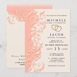 Peach floral Swirl Hochzeit und UAWG Einladung