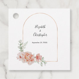 Peach floral Trendy Arch Greenery Moderne Hochzeit Geschenkanhänger