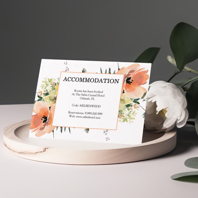 Peach Floral Unterkunft Umschließungskarte RSVP Karte (Von Creator hochgeladen)