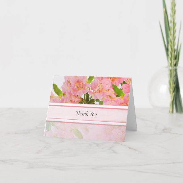 Peach floral Vielen Dank Hinweis Dankeskarte (Vorderseite)