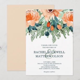 Peach Floral Watercolor Wedding Einladung