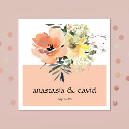 Peach Floral Wedding Napkins Serviette
