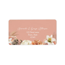Peach floral Wedding Return Address Label Adressaufkleber