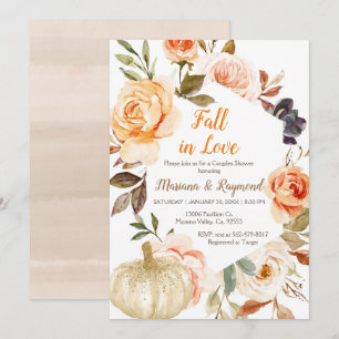 Peach Floral White Glitzer Pumpkin Couples Dusche Einladung