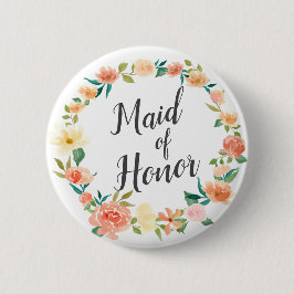 Peach Floral Wreath | TRAUZEUGIN Button