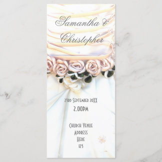 Peach florale Brautkleid Kirche Hochzeitsprogramm Programm