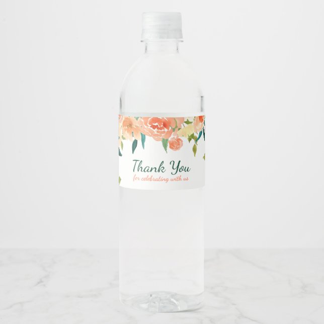 Peach Florals | Babydusche Vielen Dank (Vorderseite)