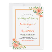 Peach Florals Border | Hochzeit