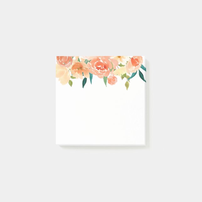 Peach Florals Moderner Chic Post-it Klebezettel (Vorderseite)