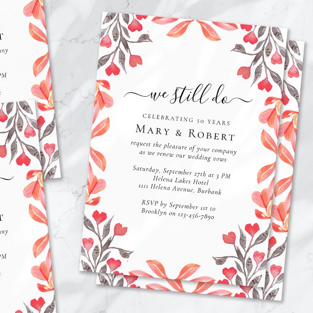 Peach Florals wir noch tun Vow Erneuerung 50. Hoch Einladung (Von Creator hochgeladen)