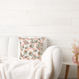 Peach Flower Garden Throw Kissen