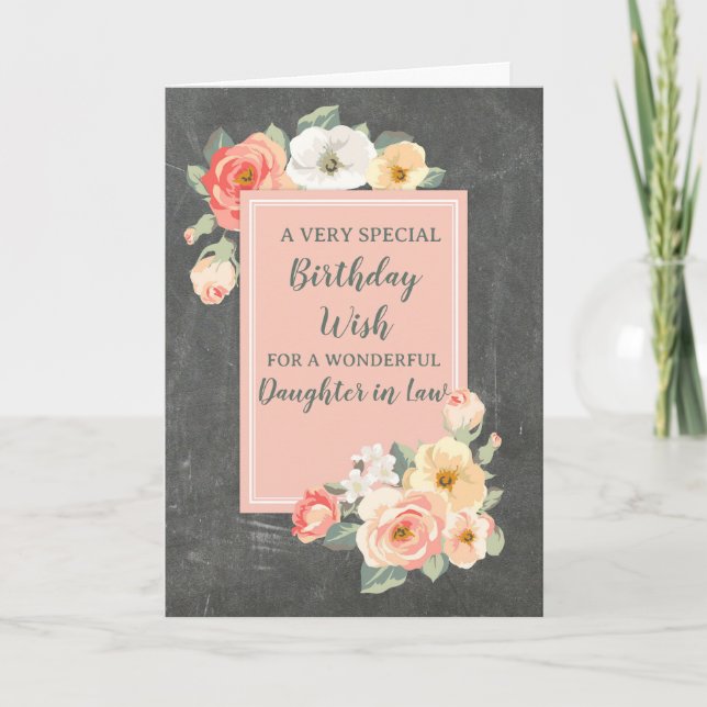 Peach Flowers Fille en droit Carte d'anniversaire (Devant)
