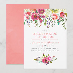 Peach Flowers rose Bridesmaids Luncheon Invitation