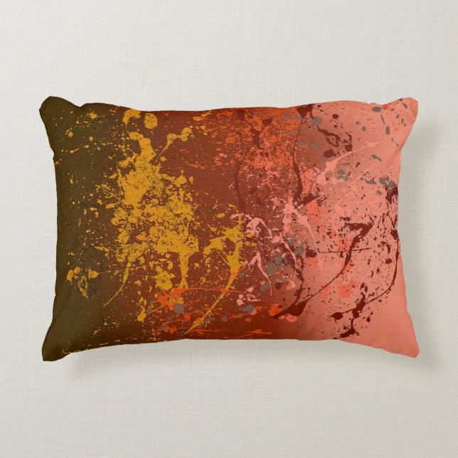 Peach Flurry: Abstract spatter art Dekokissen (Vorderseite)
