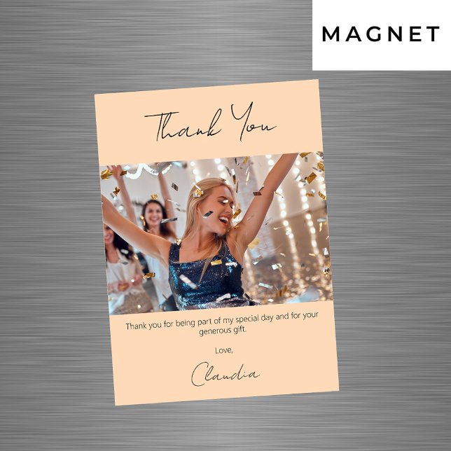 Peach Foto Dankeschön Magnetkarte (Von Creator hochgeladen)