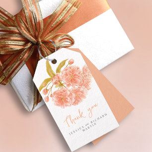 Peach Frühblüte Blume Art Hochzeit danke Geschenkanhänger