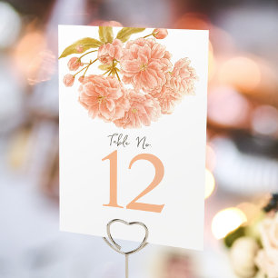 Peach Frühblüte Hochzeit Tischnummern