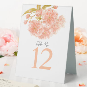Peach Frühblüte Hochzeit Tischnummern Tischaufsteller
