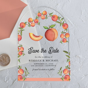 Peach Fruit Arch Wedding Save the Date Acryleinladungen