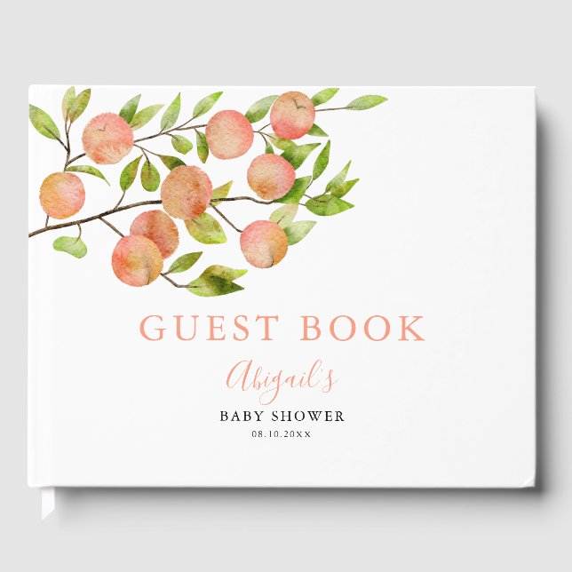 Peach Fruit Baby Dusche Gästebuch (Vorderseite)
