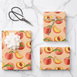 Peach Fruit Muster Geschenkpapier Set