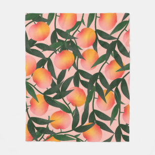 Peach Fruit Pink Hintergrund Muster. Fleecedecke