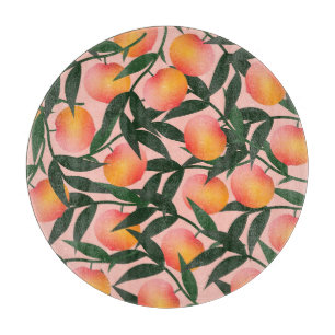 Peach Fruit Pink Hintergrund Muster. Schneidebrett