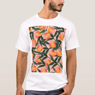 Peach Fruit Pink Hintergrund Muster. T-Shirt