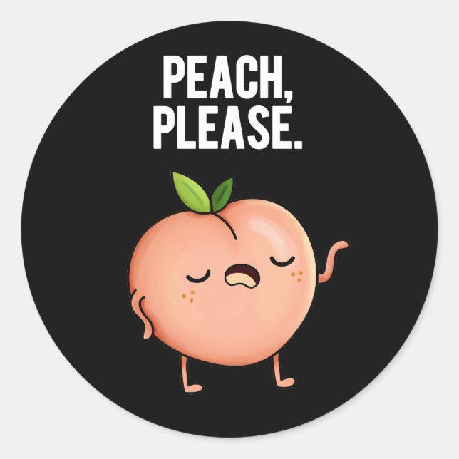 Peach Funny Fruit Pun Dark BG Runder Aufkleber (Vorderseite)